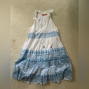 OLIPHANT Blue and white print mini dress size small